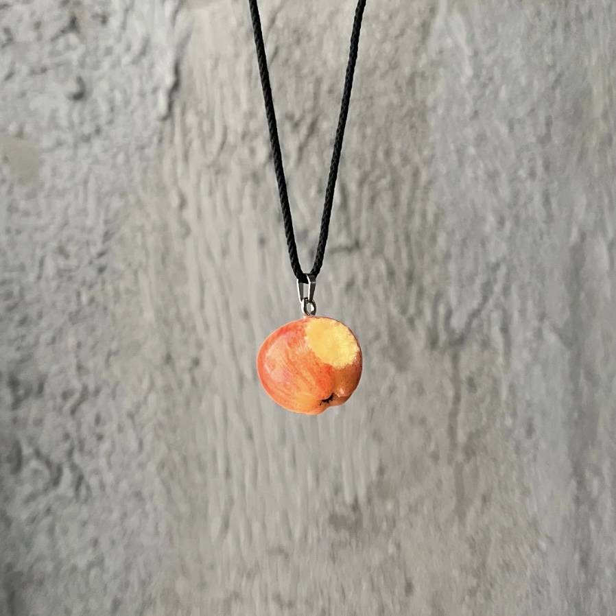 Bitten Apple Pendant Necklace – Handmade Minimal Fruit Jewelry | First Bite by PocketWisp
