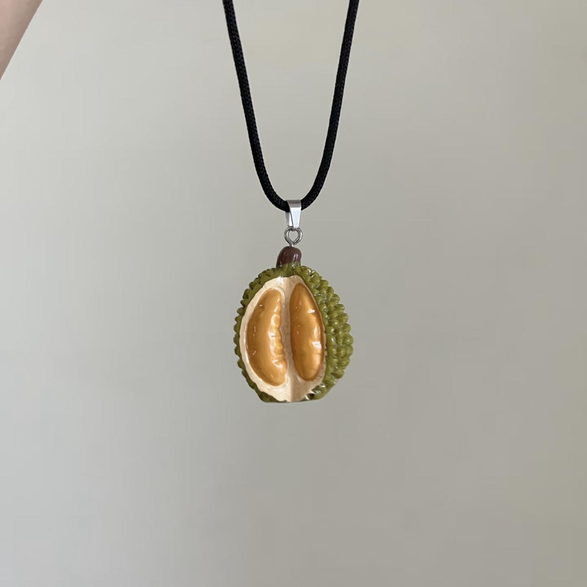 Durian Pendant Necklace – Handmade Realistic Fruit Jewelry | Thorned Treasure by PocketWisp