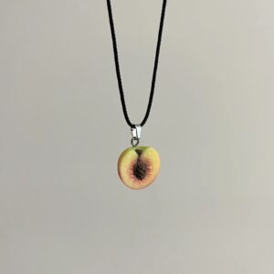 Half Peach Pendant Necklace – Handmade Sweet Fruit Jewelry | Just Peachy by PocketWisp