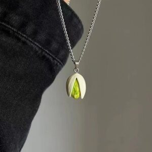 Pistachio Pendant Necklace – Handmade