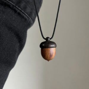 Rotatable Wooden Acorn Pendant Necklace – Handmade Natural Wood Jewelry | Tiny Whirl by PocketWisp