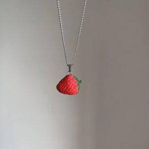 Strawberry Pendant Necklace – Handmade Jewelry | Berry Funny by PocketWisp