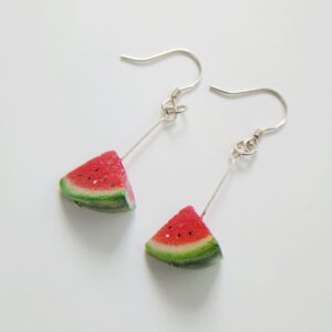 Watermelon Dangle Earrings 925 Silver – Handmade Fruit Jewelry