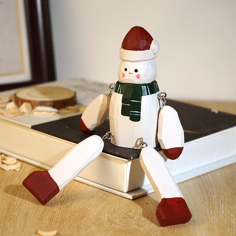 Handmade Wooden Christmas Figurine Set Long-Legged Santa, Snowman Reindeer Deko - Image 6