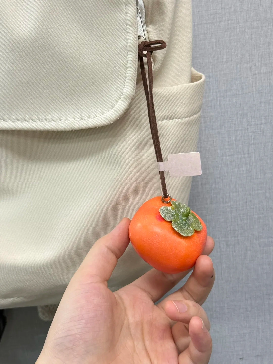 Persimmon Bag Charm – Handcrafted Suede Cord Fruit Keychain