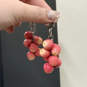 Miniature Apple Cluster Bag Charm – Handcrafted Fruit Keychain & Zipper Pull