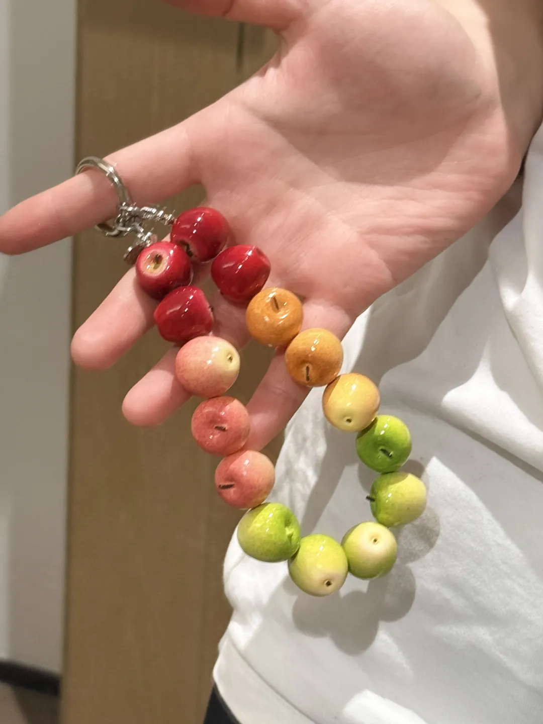 Mini Apple Bag Charm – Handcrafted Quirky Fruit Jewelry - Image 2