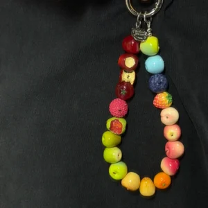 Rainbow Fruit Gradient Bag Charm – Handcrafted Orchard Beaded Keychain with Mini Apples & Berries