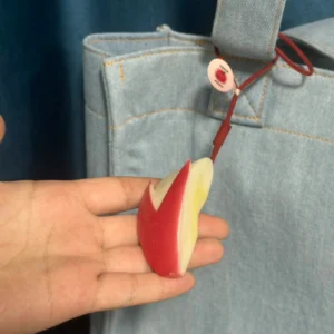 Rabbit Apple Slice Bag Charm – Handcrafted Fruit Wedge Keychain & Zipper Ornament