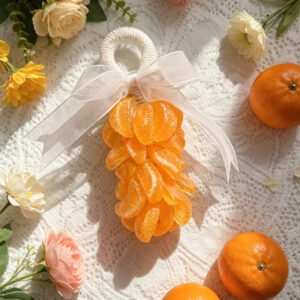 Juicy Mandarin Orange Segment Hanging Soap – Handcrafted Citrus Slice Bath Bar with Ribbon