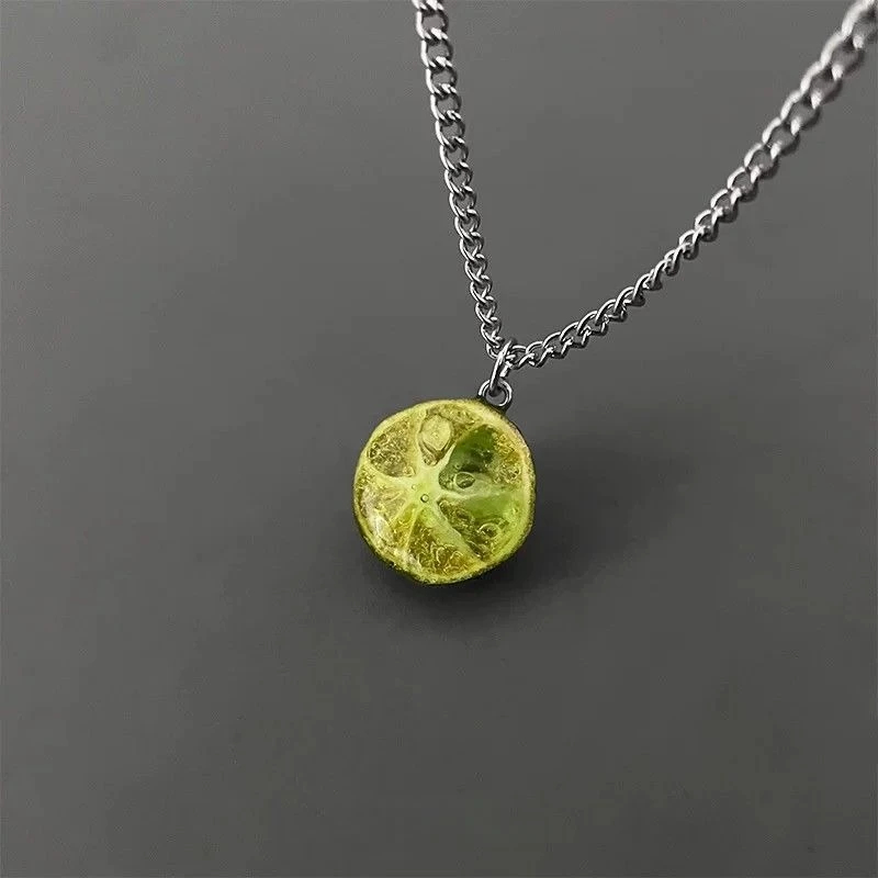 Translucent Lime Slice Pendant Necklace – Handcrafted Realistic Resin Citrus Fruit Charm - Image 2