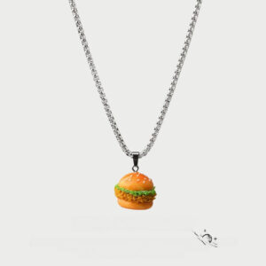 Crispy Chicken Burger Pendant Necklace – Handcrafted Realistic Fast Food