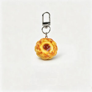 Golden Portuguese Egg Tart Bag Charm – Handcrafted Realistic Bakery Food Keychain