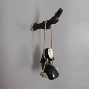 Swinging Shadow Spirit Wall Hook – Hand-Painted Resin Branch & Swing Figurine Pendant
