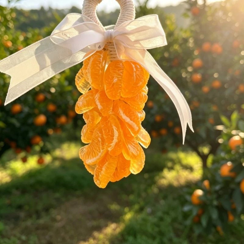Juicy Mandarin Orange Segment Hanging Soap – Handcrafted Citrus Slice Bath Bar with Ribbon - Image 3