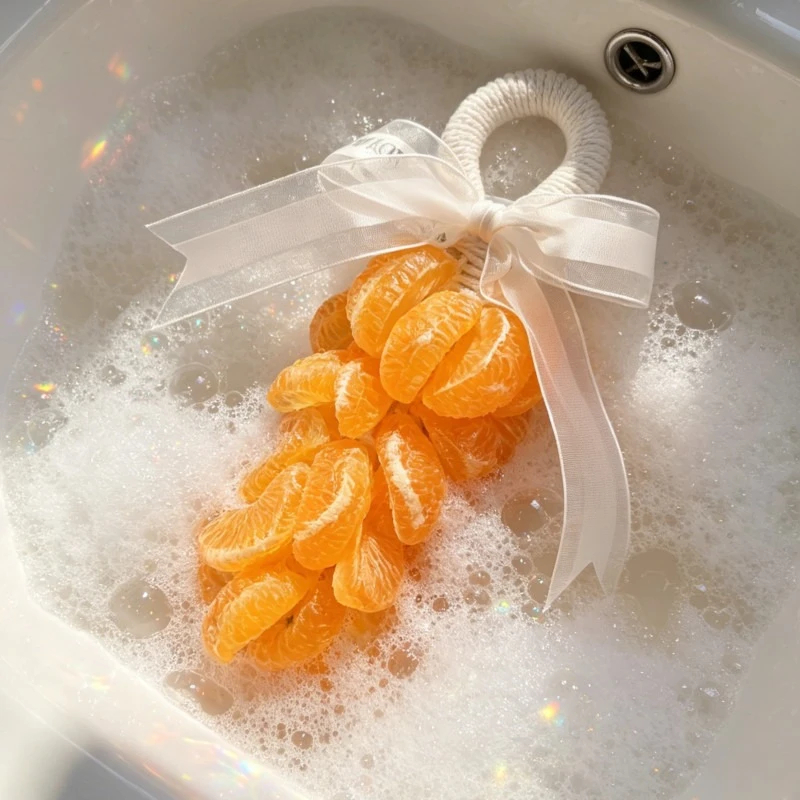 Juicy Mandarin Orange Segment Hanging Soap – Handcrafted Citrus Slice Bath Bar with Ribbon - Image 2