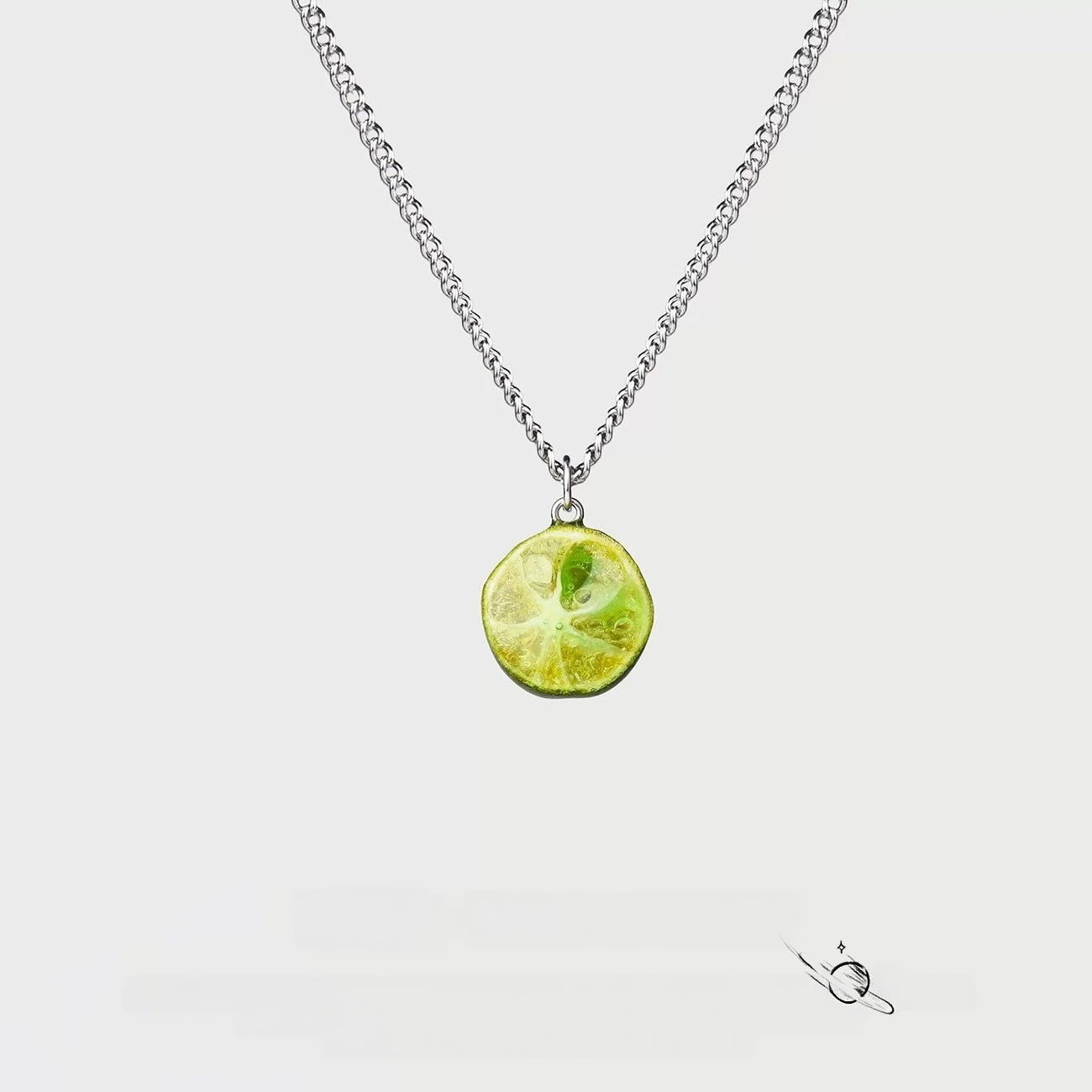 Translucent Lime Slice Pendant Necklace – Handcrafted Realistic Resin Citrus Fruit Charm